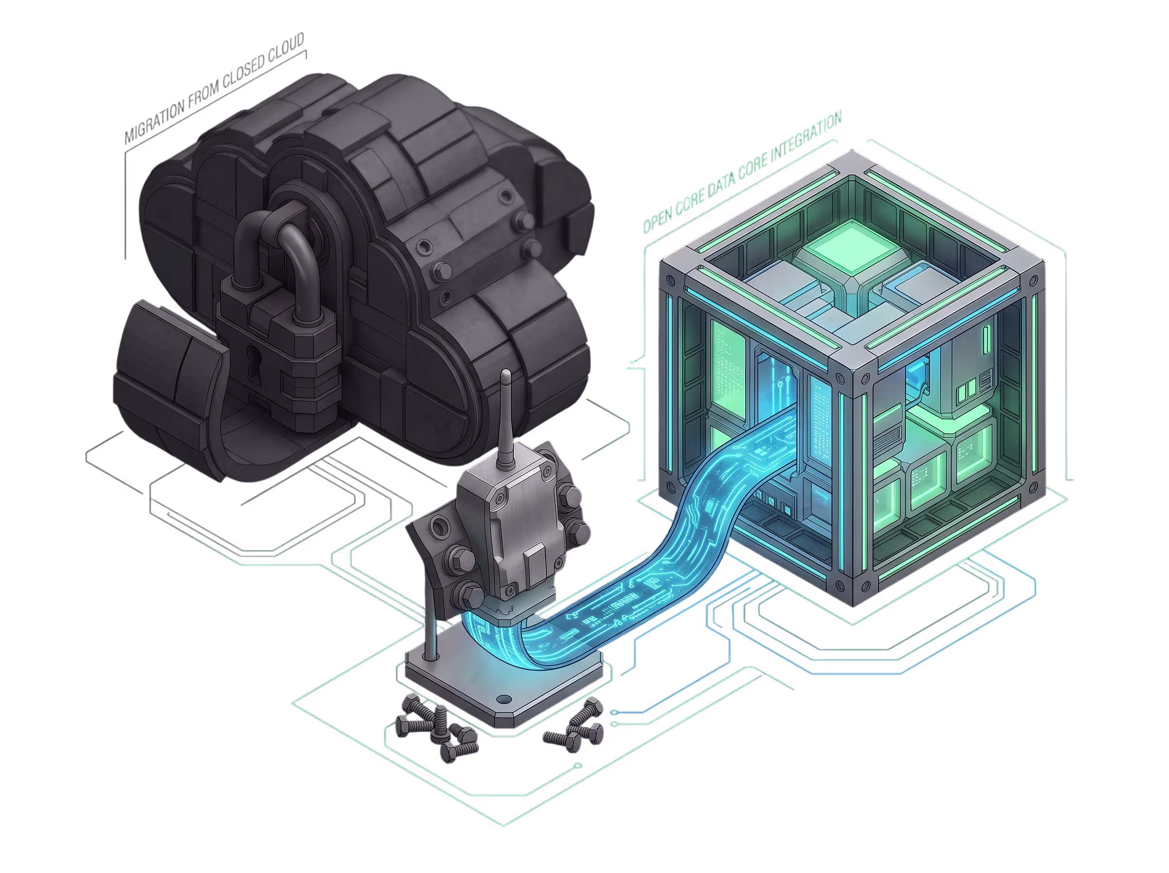 The same sensor streaming an open data path into a client-owned, open data core